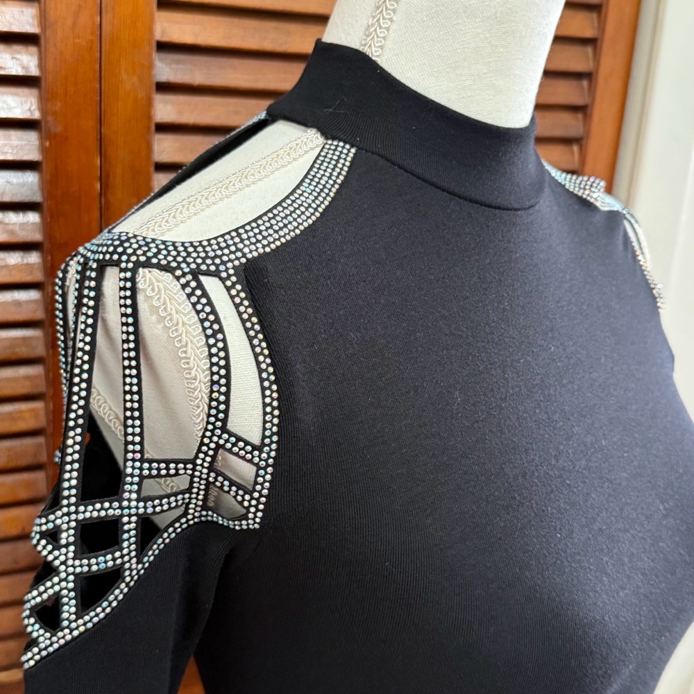 Miss Moi Luxury Long Sleeve Women Tops With Crystals Rhinestones Size Medium - Picture 8 of 12
